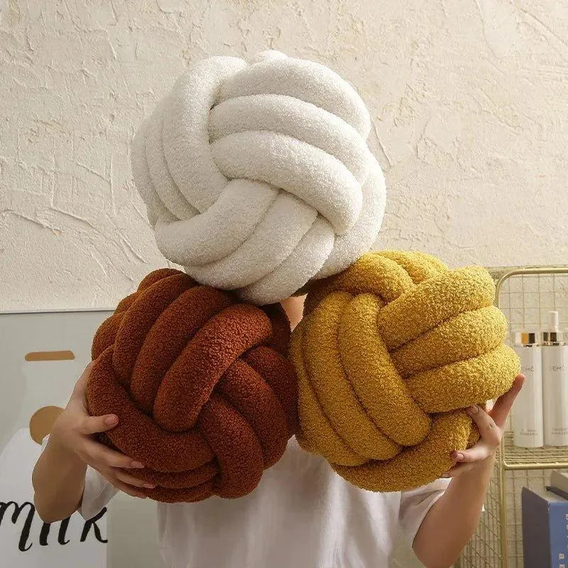 Hand-woven Knotted Ball Cushion | Sofa Living Room Decorative Spherical Throw Pillow