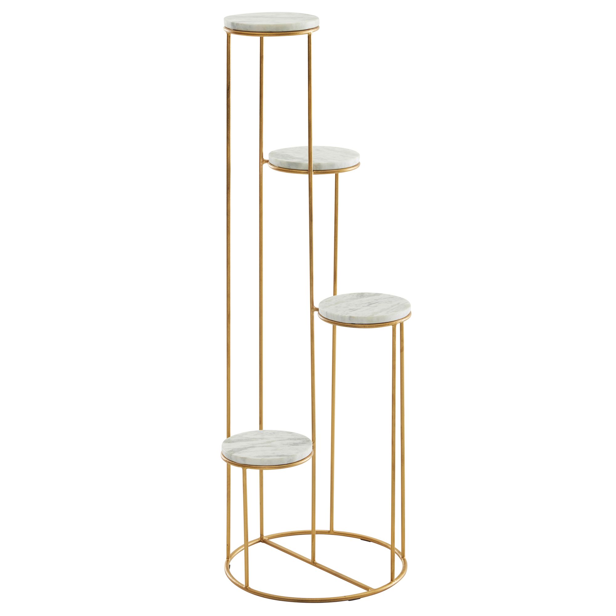 Blumenständer FineBuy Blumensäule 36,5x107,5x36,5 cm Marmor Weiß Pflanzenständer