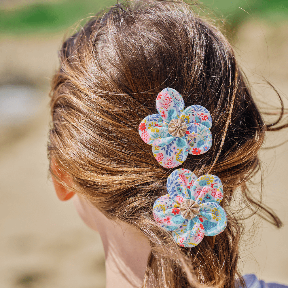 Petite Barrette Pétales De Fleur Champêtre Bleuté