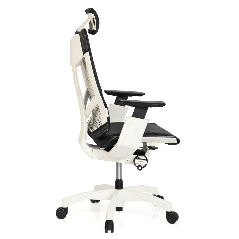High End Bürostuhl GENIDIA PRO WHITE Leder mit Armlehnen hjh OFFICE