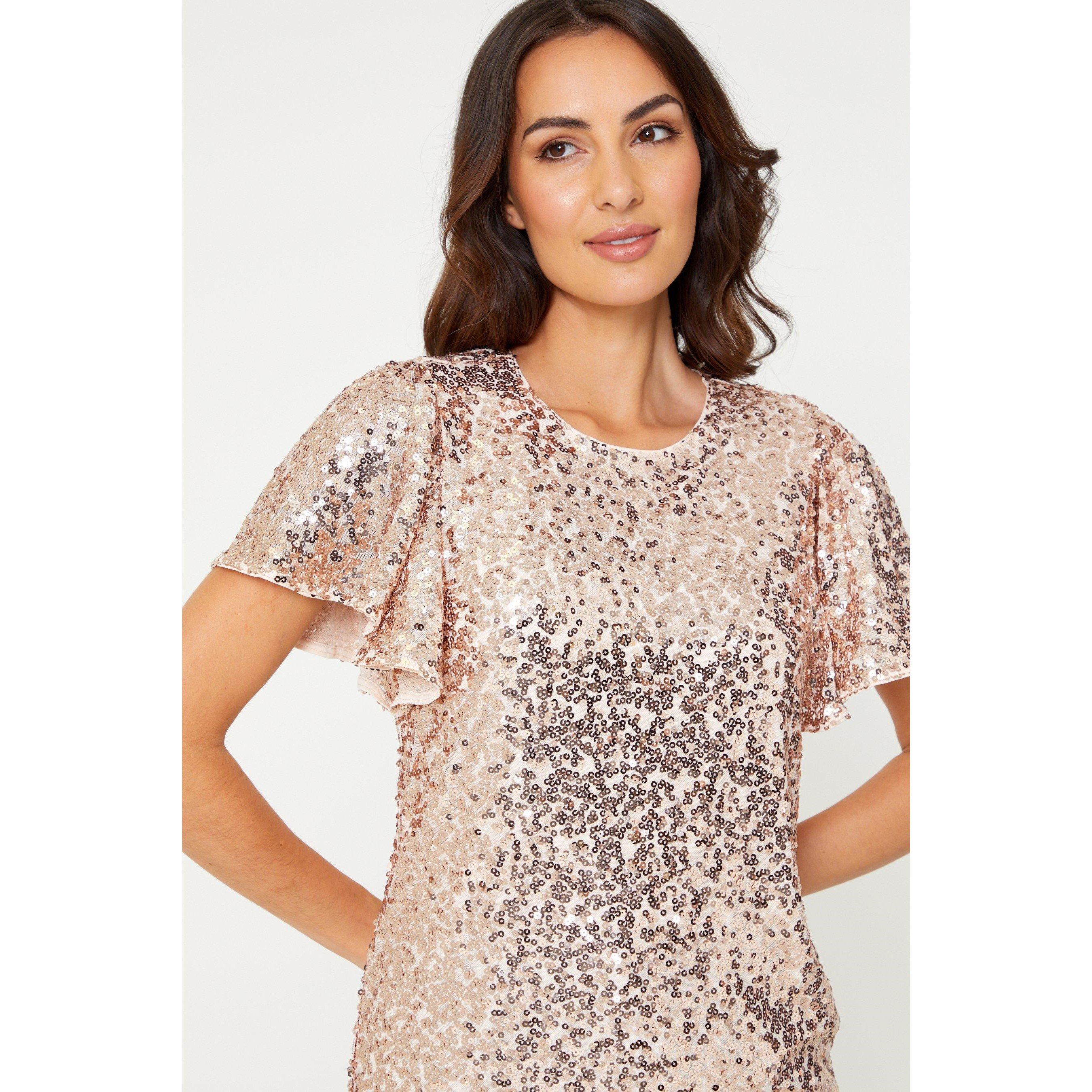 Be You Sequin Sequin Angel Sleeve Top