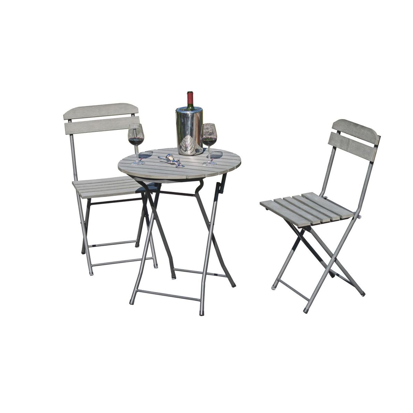 3-teiliges Balkon-Set LUGO - grau - klappbar