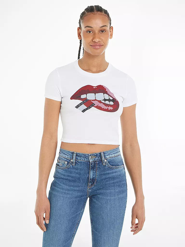 TOMMY JEANS T-Shirt Cropped Fit weiss