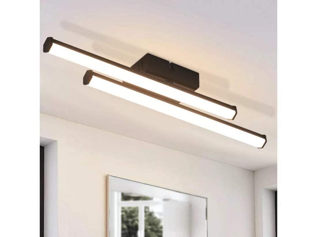 NETTLIFE Plafonnier LED salon moderne noir 24W 3000K blanc chaud chambre LED intégré en permanence