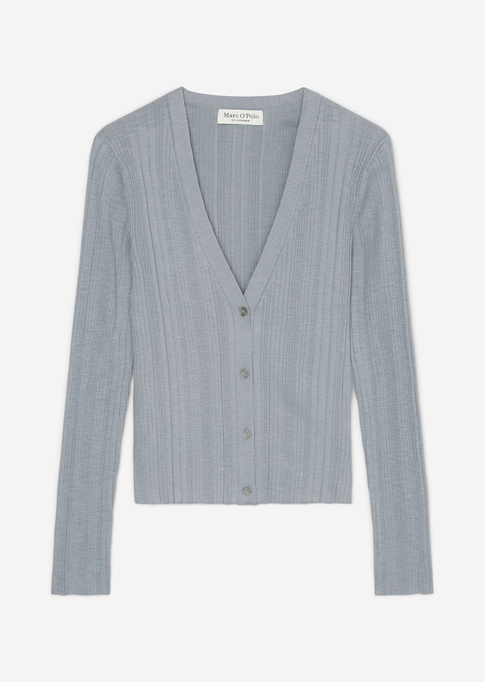 Rippstrick-Cardigan slim aus Organic Cotton-Leinen-Slub-Garn