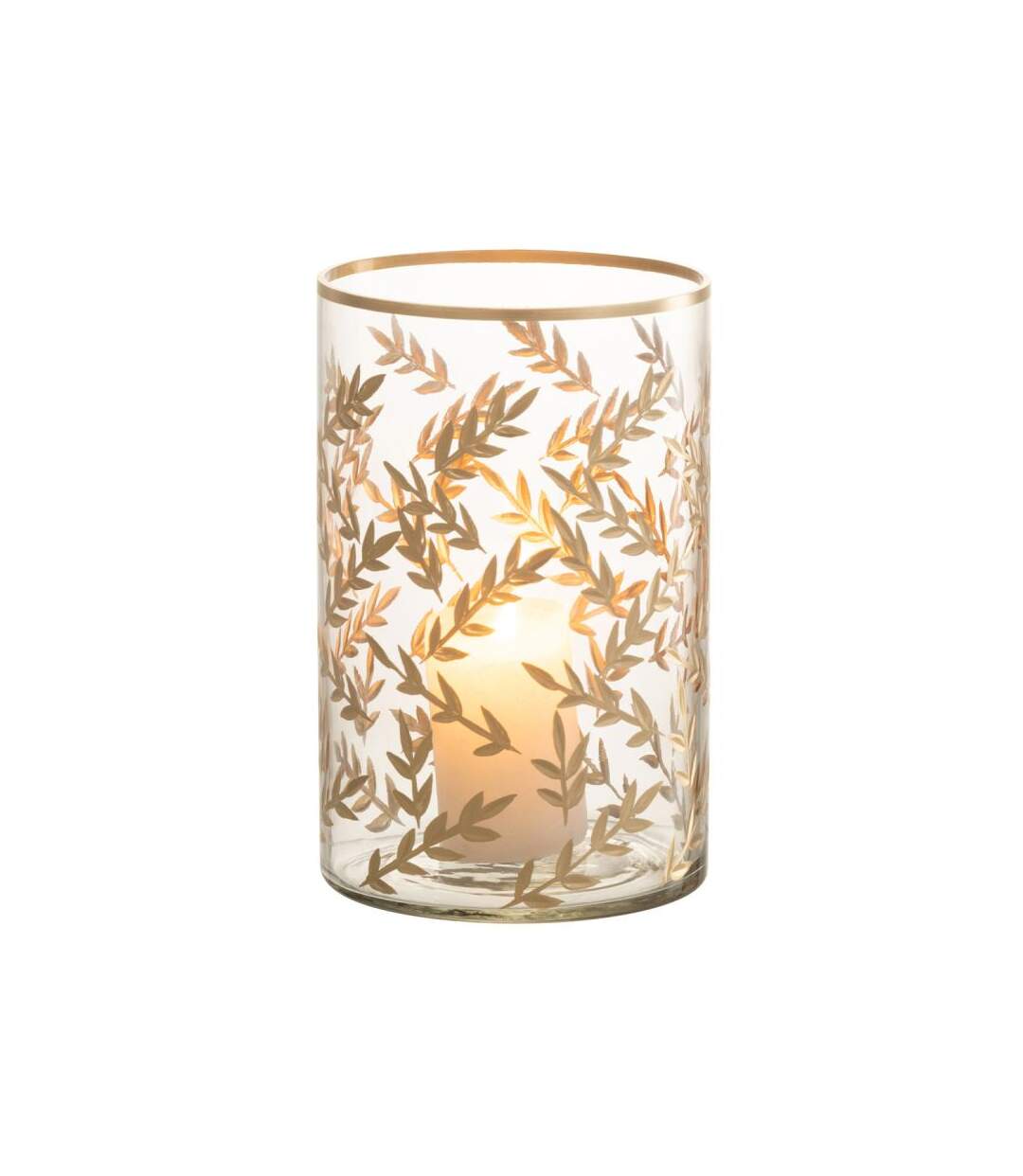 Paris Prix - Photophore Design En Verre arbre Blé 19cm Or