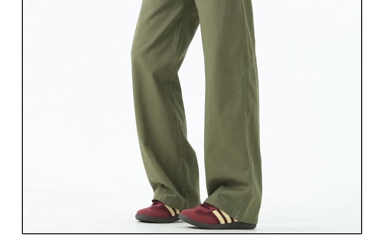 AXEN - Mid Rise Plain Straight Leg Broek