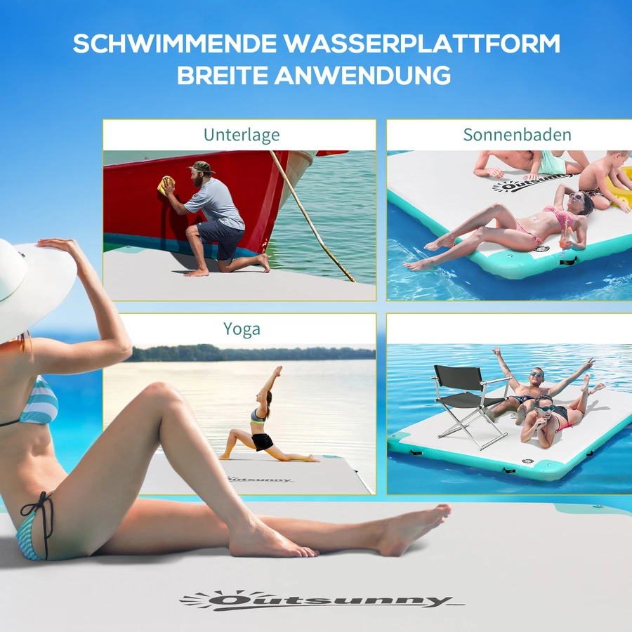 Outsunny Badeinsel mit Aufblasfunktion weiß