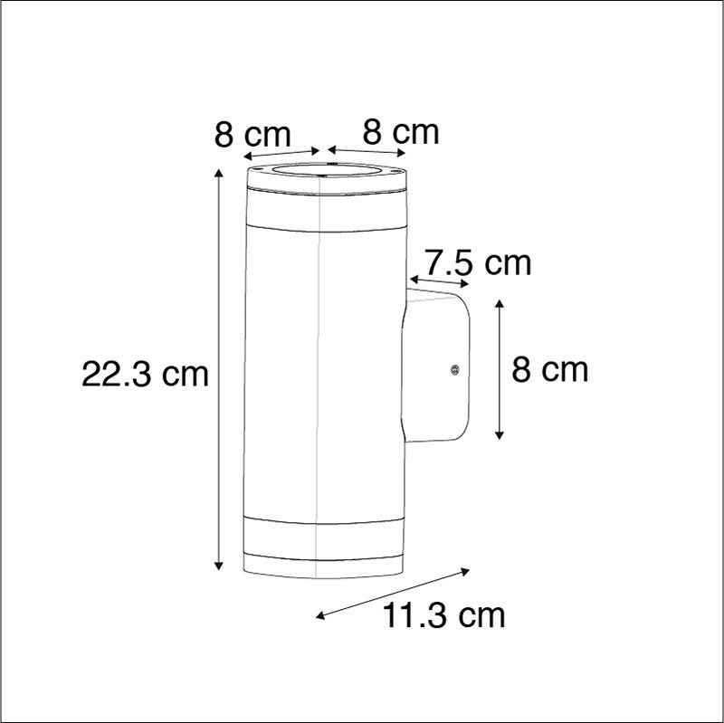 Moderne buitenwandlamp vierkant 2-lichts donker grijs - Fox