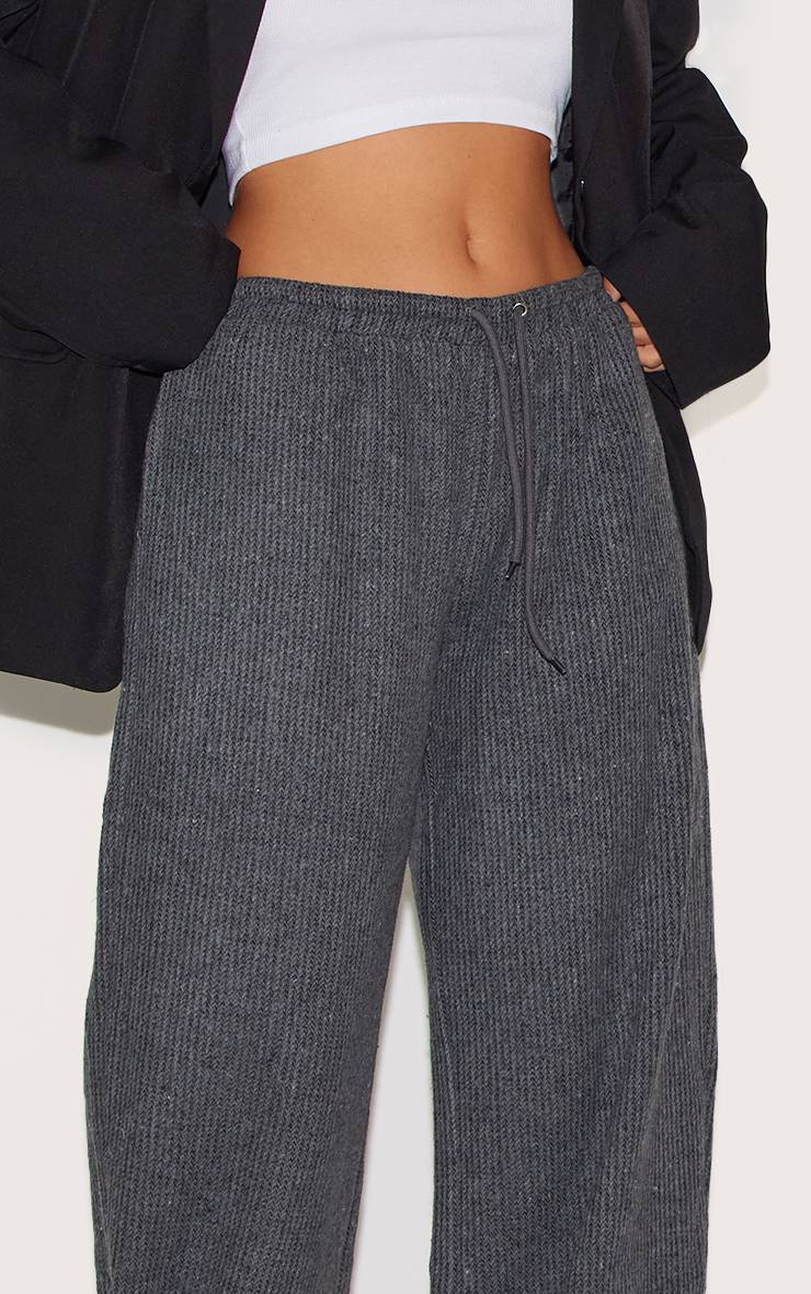 Charbon Pantalon Droit À Taille Basse Texturé Avec Cordon De Serrage