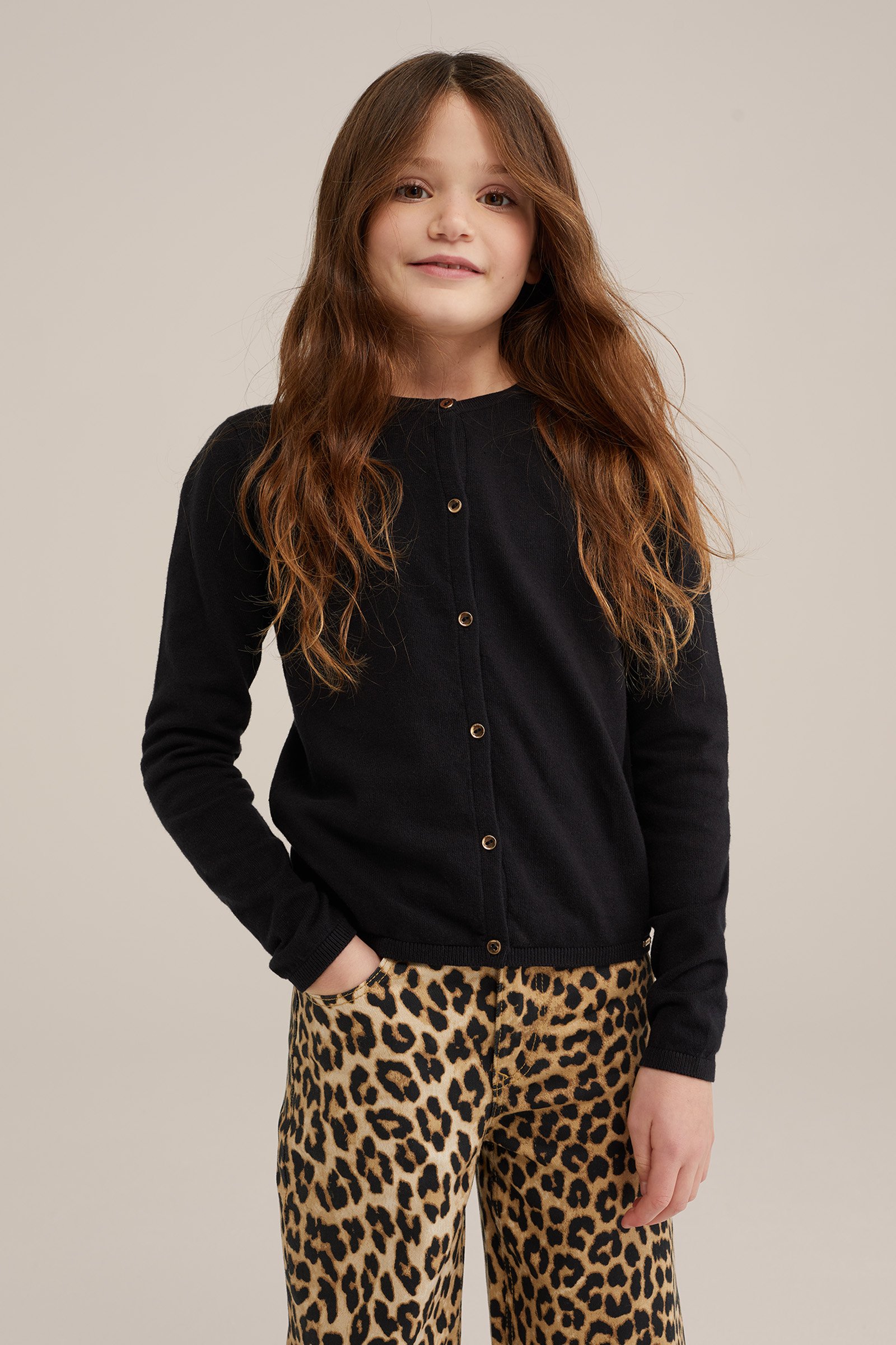 Meisjes gebreide vest WE Fashion Zwart
