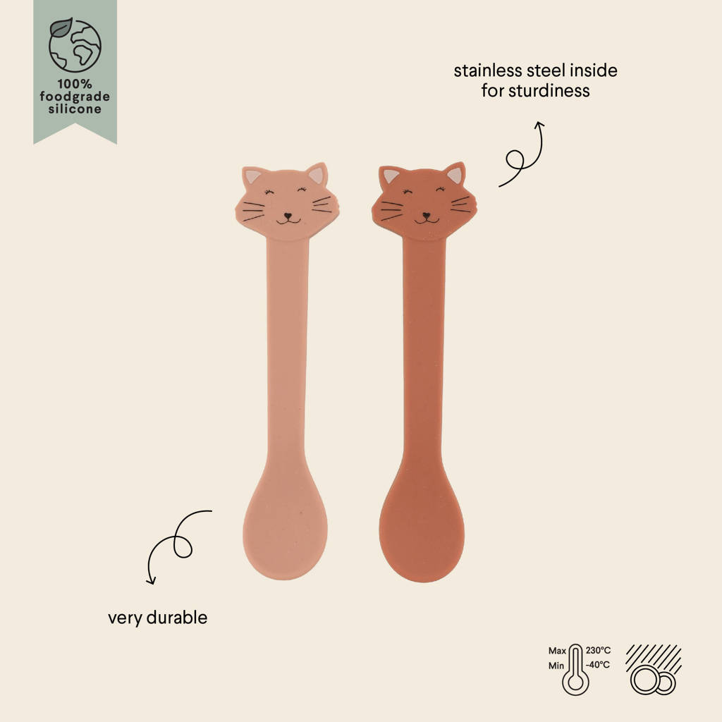 kinder lepel Mrs. Cat - set van 2 oudroze