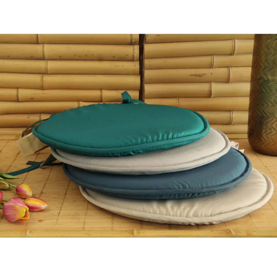 Stof Textile Home stoelkussens - grijs - D40 x H3 cm