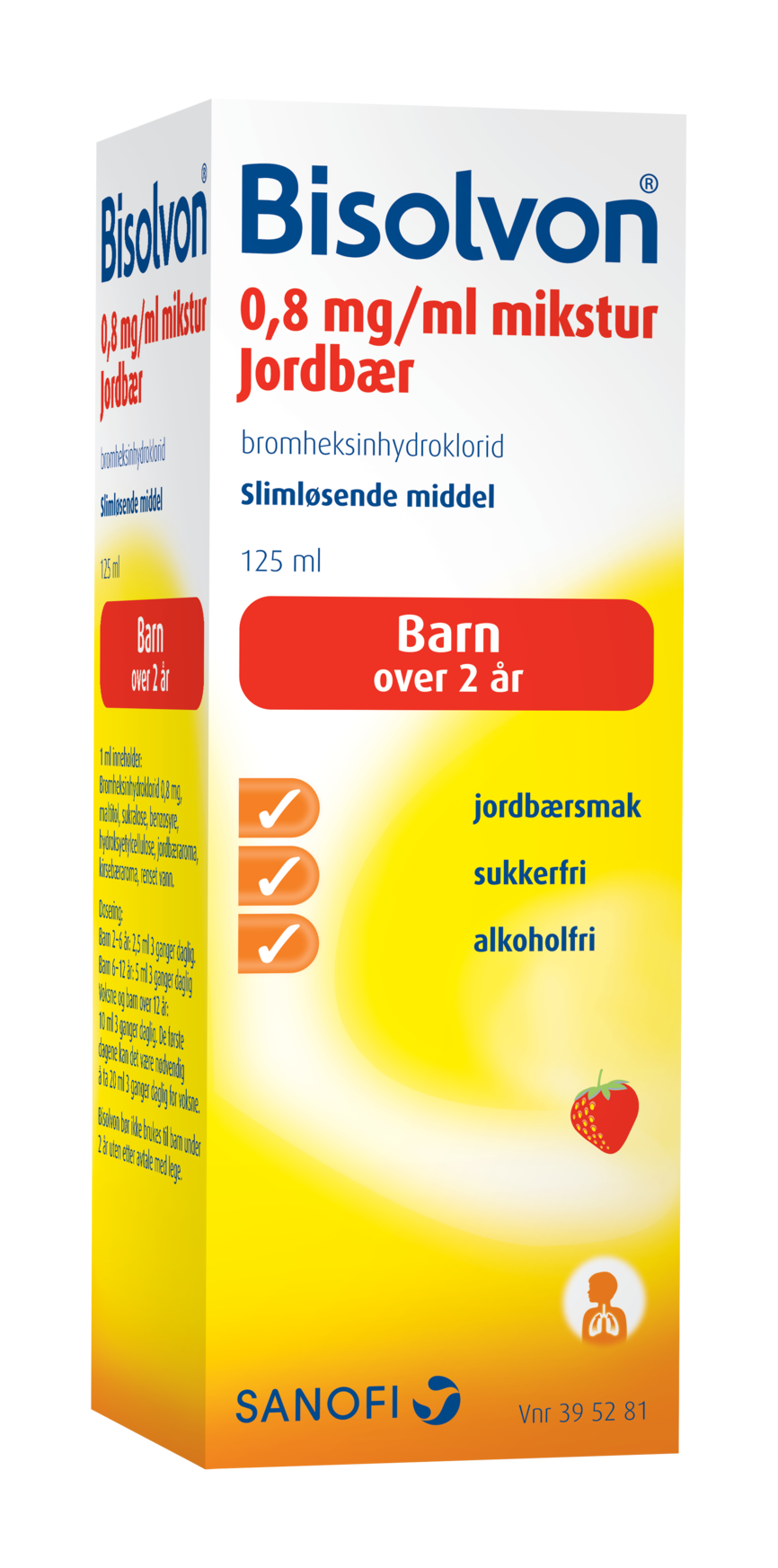 Bisolvon Mikstur med jordbærsmak 0,8 mg/ml