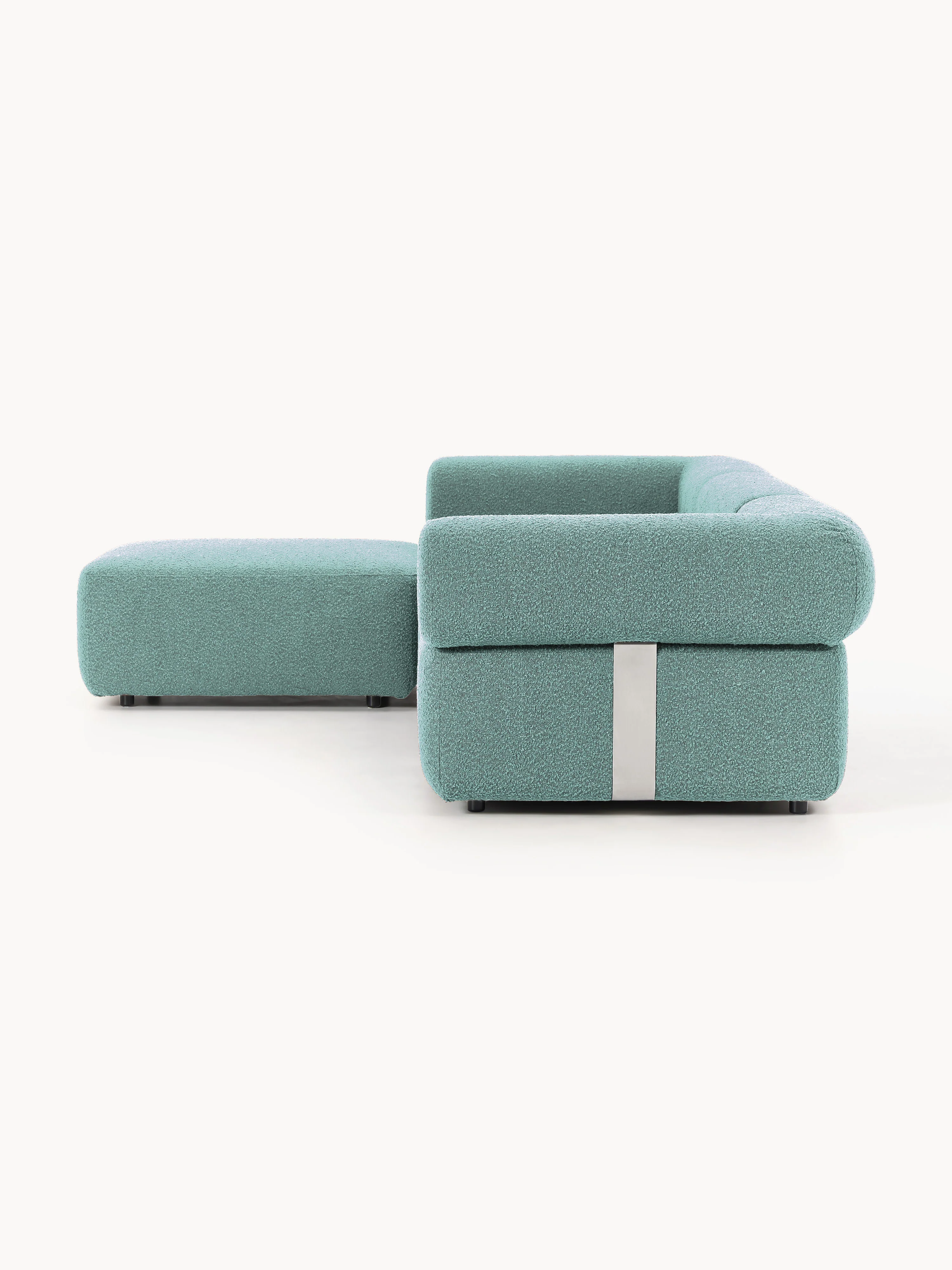 Modulaire bouclé bank Anton (4-zits) met poef (links/rechts