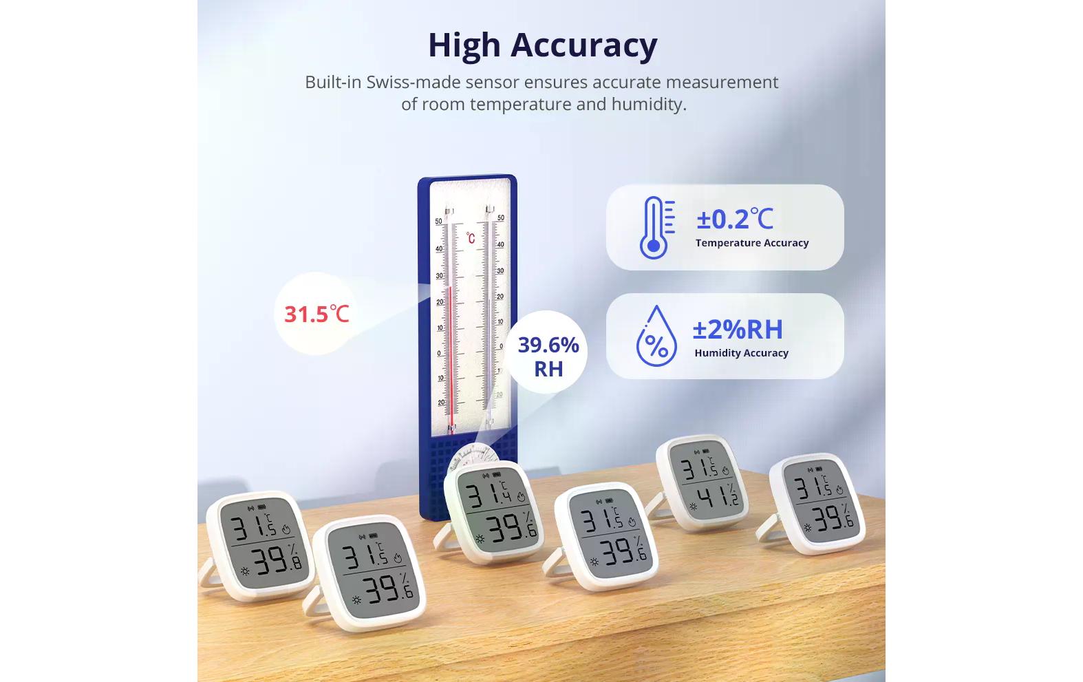 Smart Home Temperatur-/ Feuchtigkeitssensor LCD ZigBee 3.0Sensor mit LC-Display zur Erfassung von Temperatur und Luftfeuchtigkeit