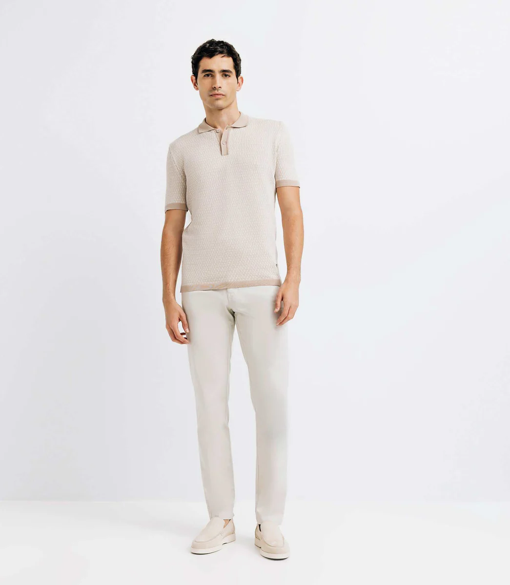 Polo en jacquard camel