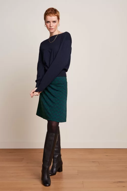 King Louie Duffy Jacquard border rok in avondblauw