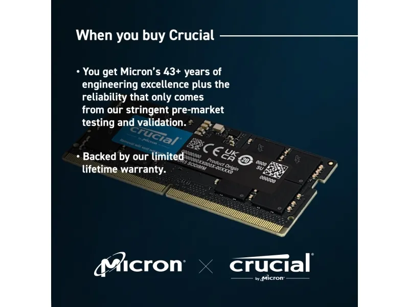 Crucial - DDR5 - sæt - 64 GB: 2 x 32 GB - SO DIMM 262-PIN - 5600 MT/s / PC5-44800 - CL46 - 1.1 V - ikke-ECC