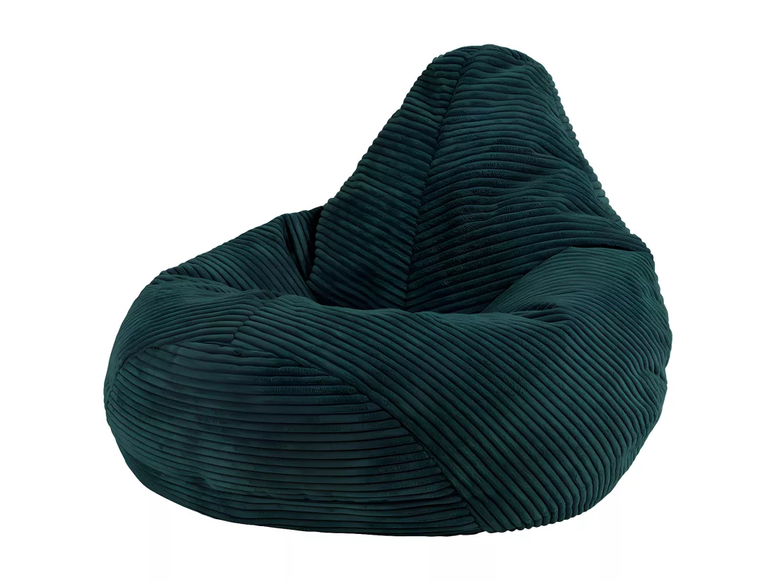 Pouf inclinable enfant velours côtelé bleu canard - DALTON