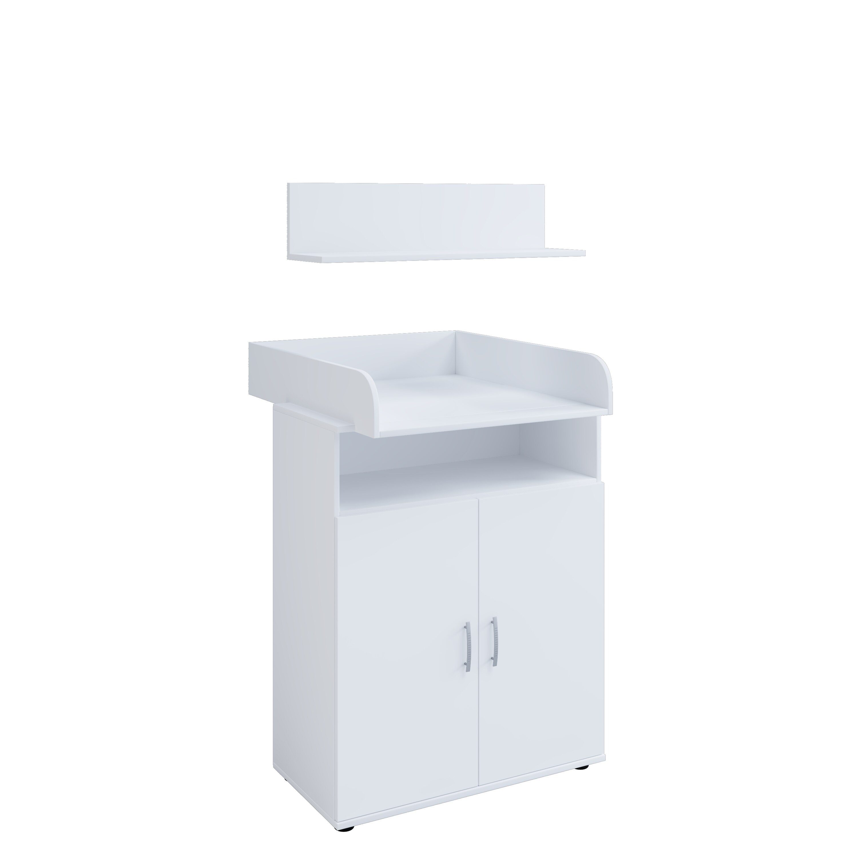 nonjoo. Babyzimmer Lunis Set 3: best. aus Babybett, Kommode, Wickelaufsatz, Wandboard und Kleiderschrank 2-trg.