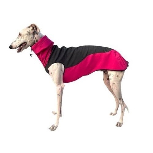 Casaco impermeável Galguita Amelie Softshell rosa e cinza para cães da raça Greyhound
