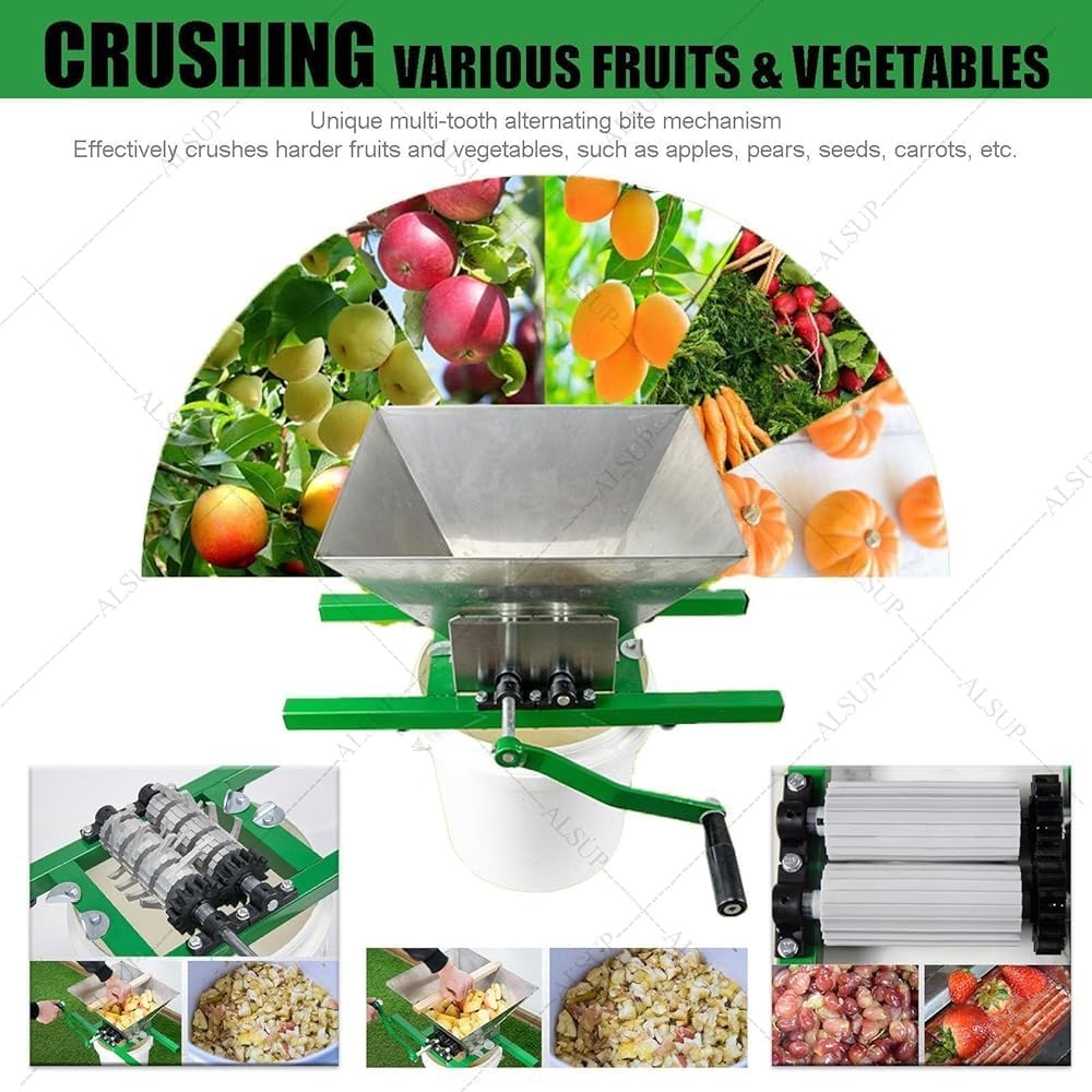Fruchtmühle Manuell, Obstmühle Eco, 7 L Edelstahl-Trichter, Robust & Leicht zu Reinigen für Äpfel & Birnen, Obstschneider für Cider & Fruchtsaft of