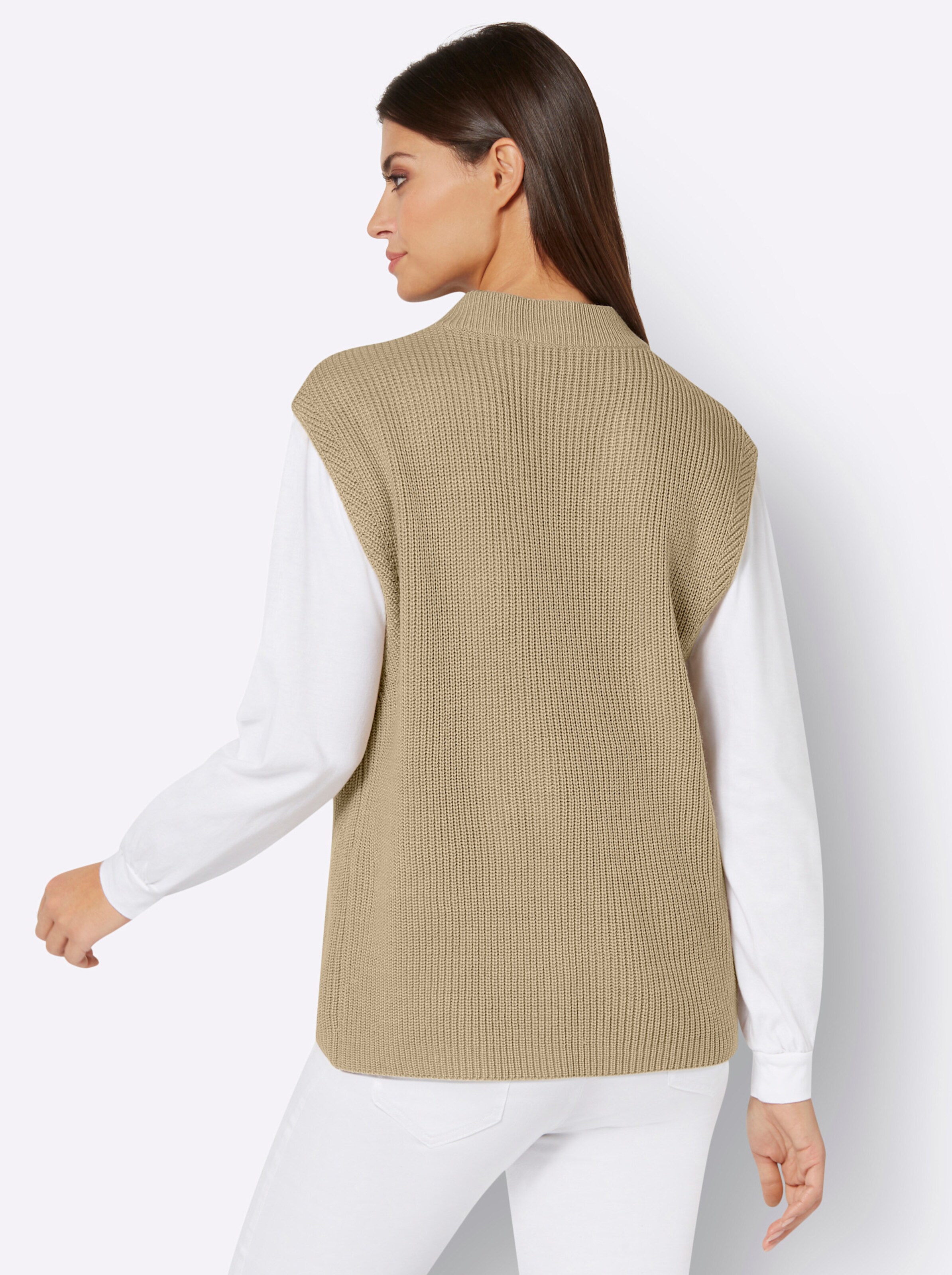 Schurwoll-Mix-Pullunder in beige