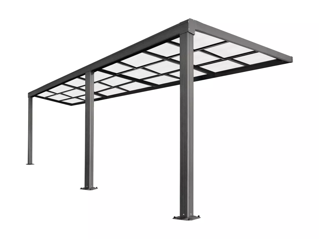Pergola adossée en aluminium avec toit coulissant - 18 m² - anthracite - IZEDA