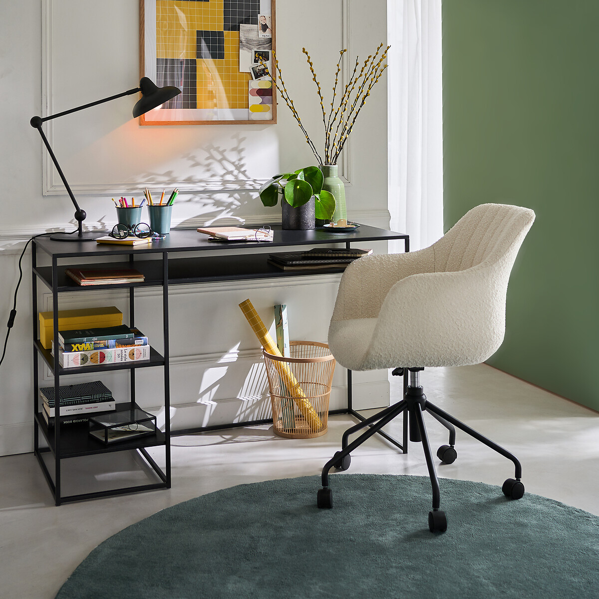 LA REDOUTE INTERIORS<br>Cadeira secretária em tecido bouclette, Matie