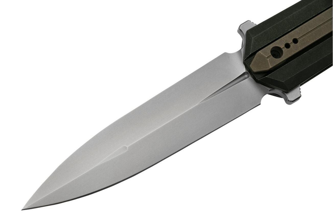 WE Knife Diatomic WE22032-3 Black Titanium Bronze Accents, Bead Blasted Single Edge zakmes