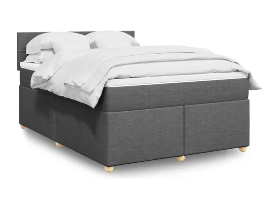 Sommier à lattes de lit avec matelas Gris foncé 160x200cm Tissu