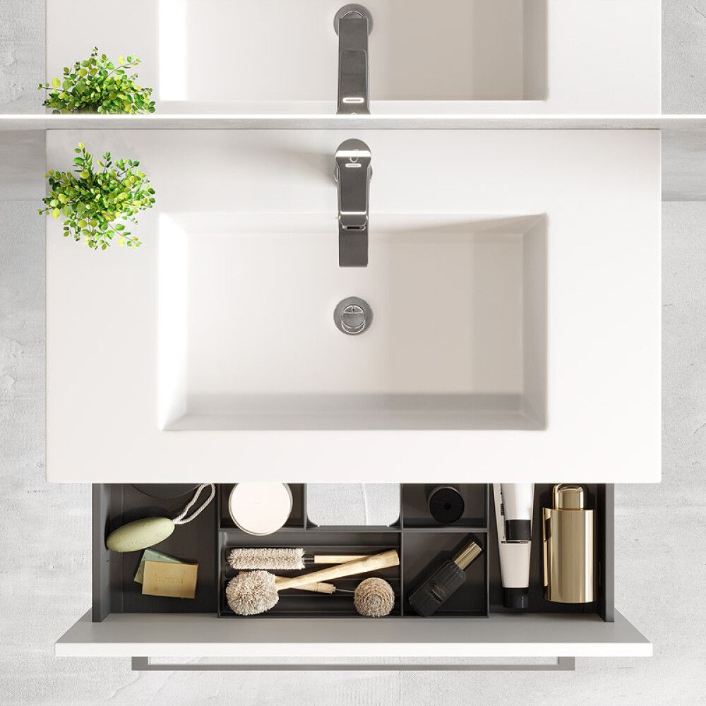 BADEROMSMØBEL CAMARGUE IQ+ SLETT FRONT HVIT MATT 80CM