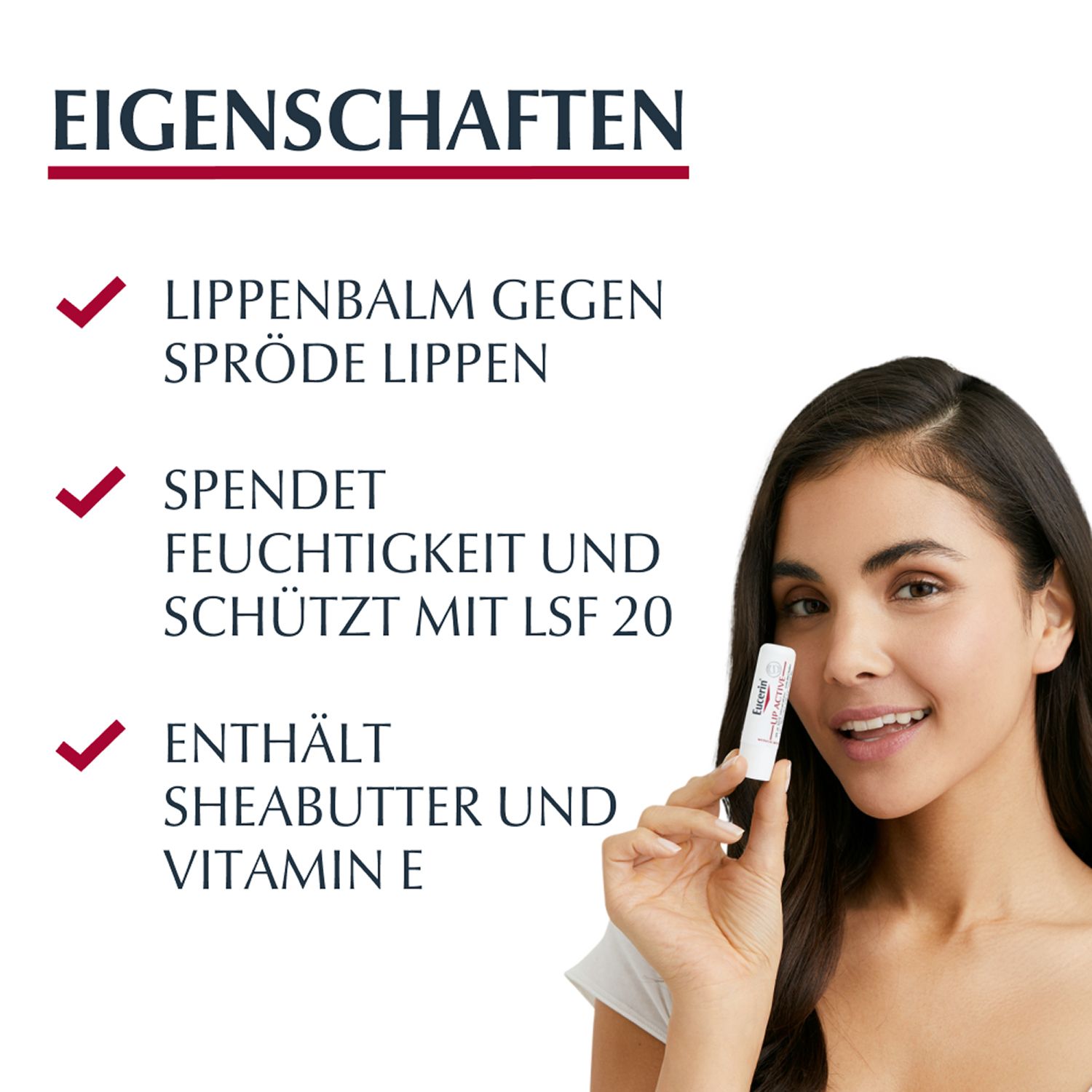 Eucerin Lip Active LSF 20 – Lippenpflege gegen trockene, spröde und rissige Lippen