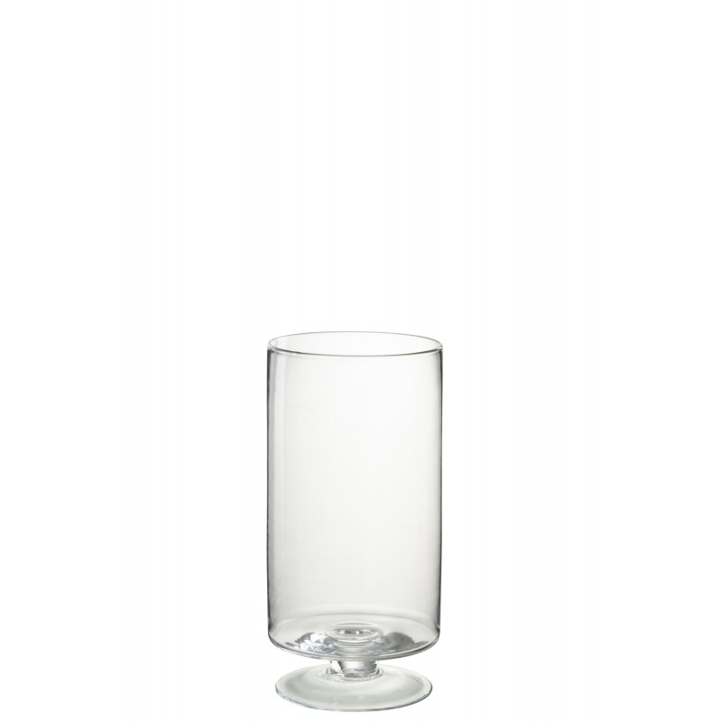 Photophore sur ped en verre transparent 15x15x30 cm