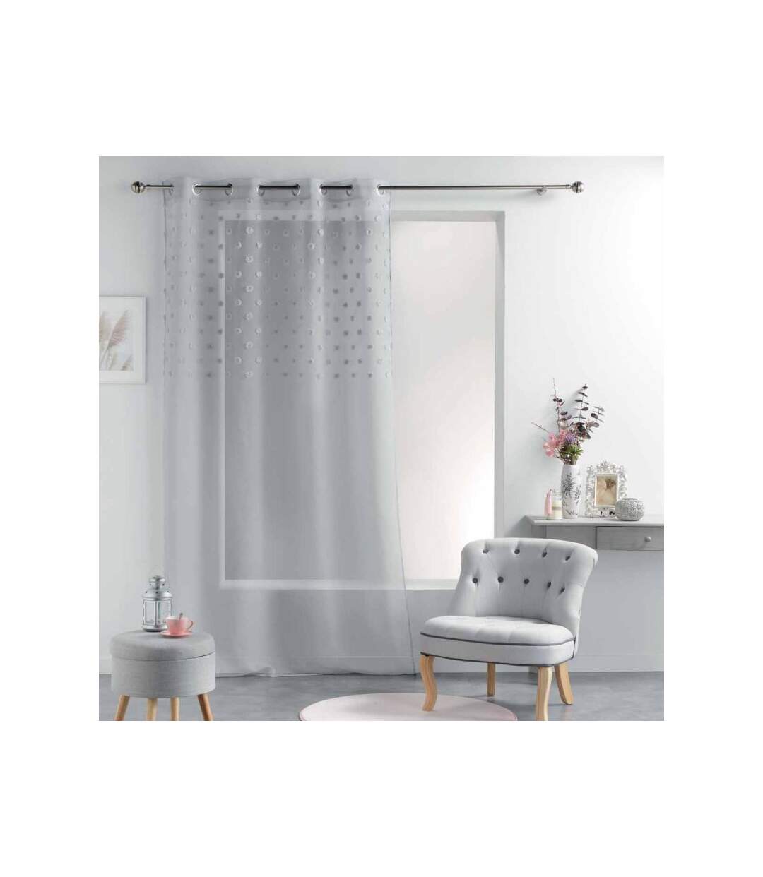 Rideau Voilage à Œillets Mélusine 140x240cm Gris