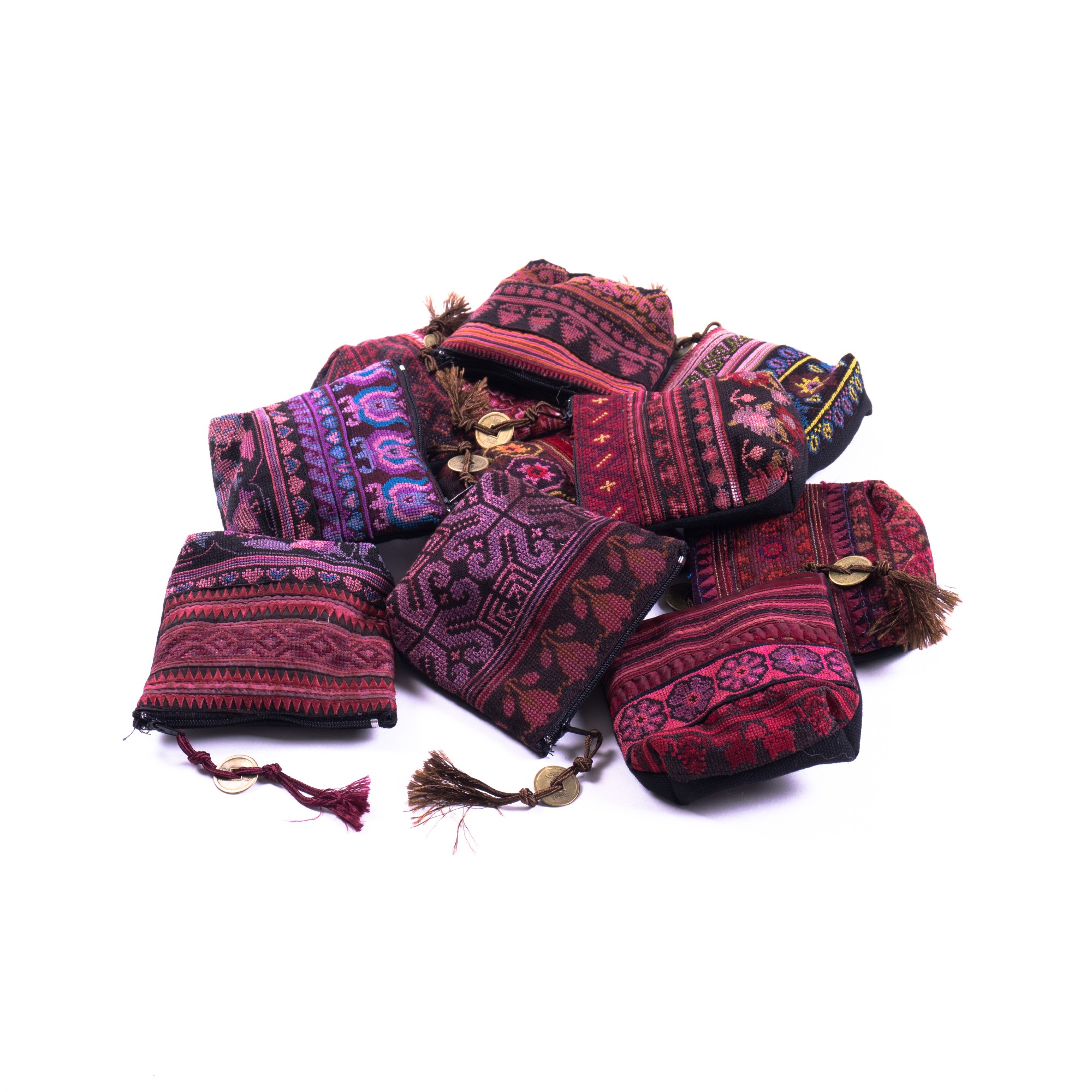Geldbörse mit traditionellen Stickereien, purpur, multicolor, H 11 cm, B 10 cm günstig bestellen
