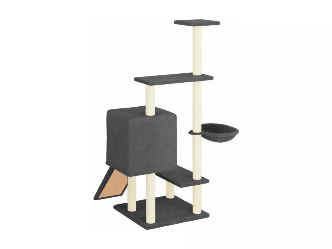 Arbre à chat avec griffoirs en sisal gris foncé 130,5 cm