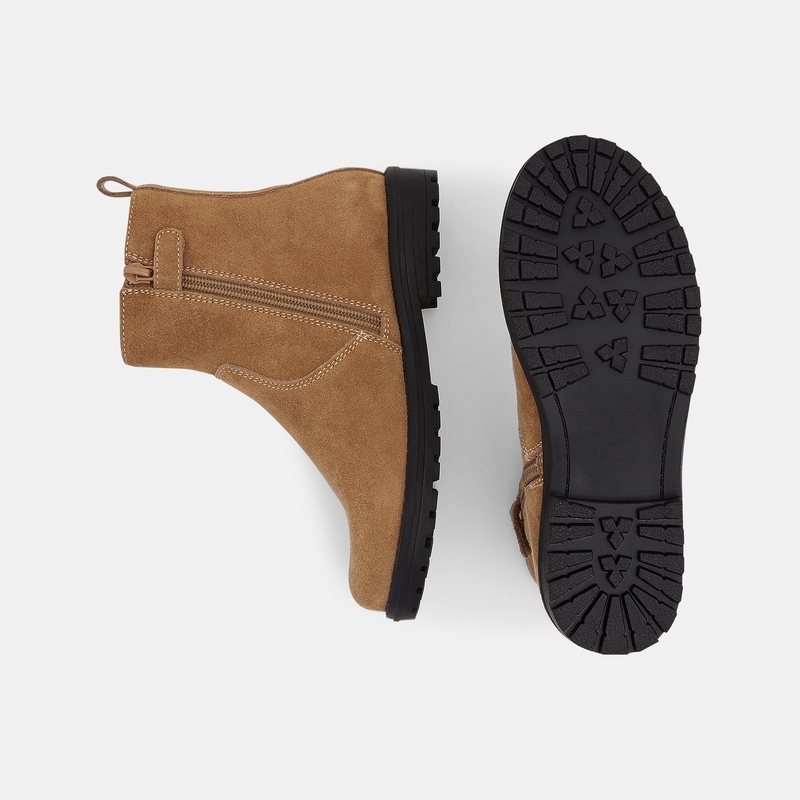 Boots chelsea à semelle crantée beige fille