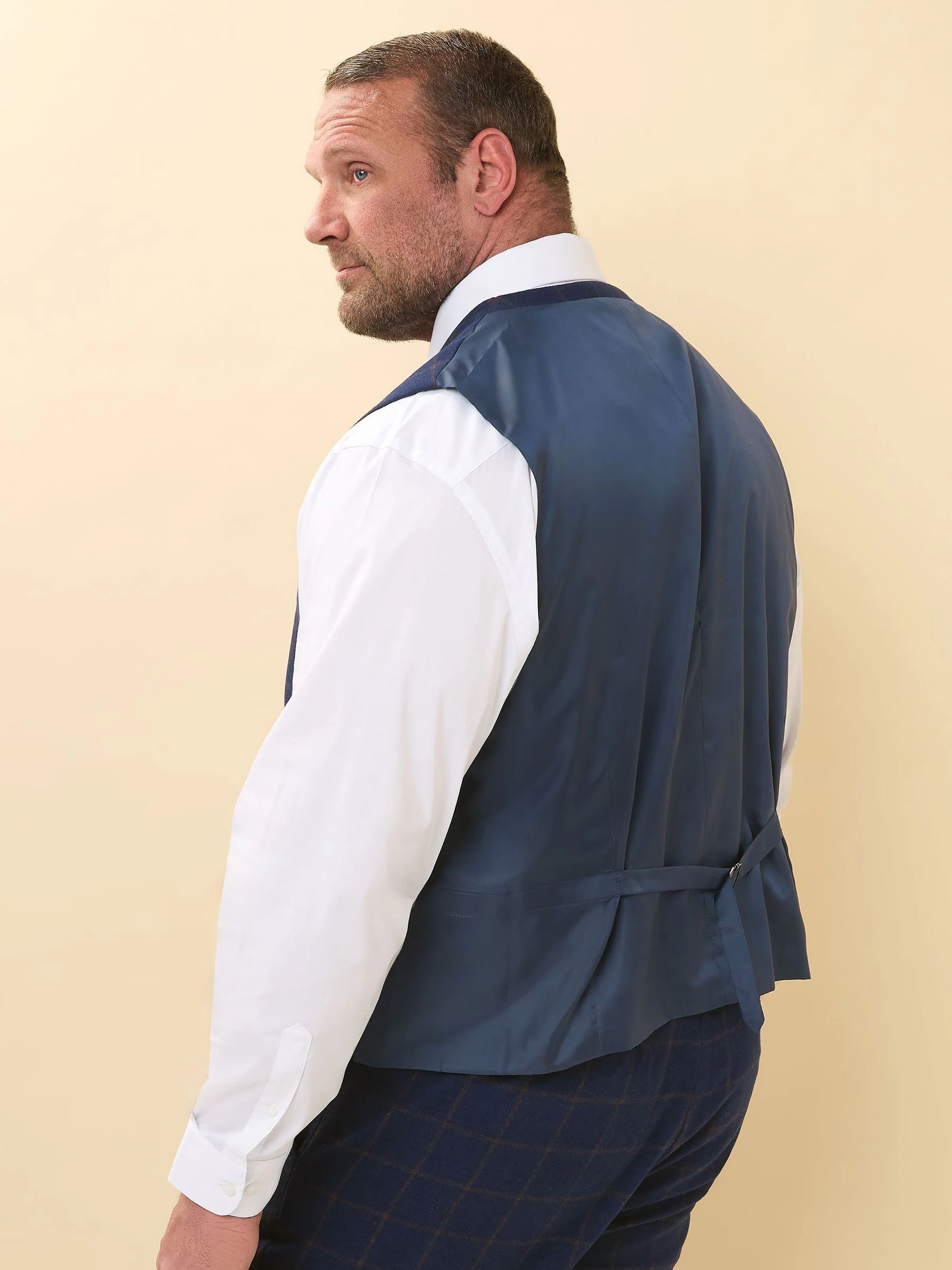 Blauw - BadRhino Big & Tall Tweed Waistcoat