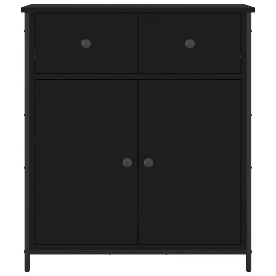 vidaXL - Dressoir met 2 deuren 2 lades - Zwart - Hout en staal -70x30x80 cm