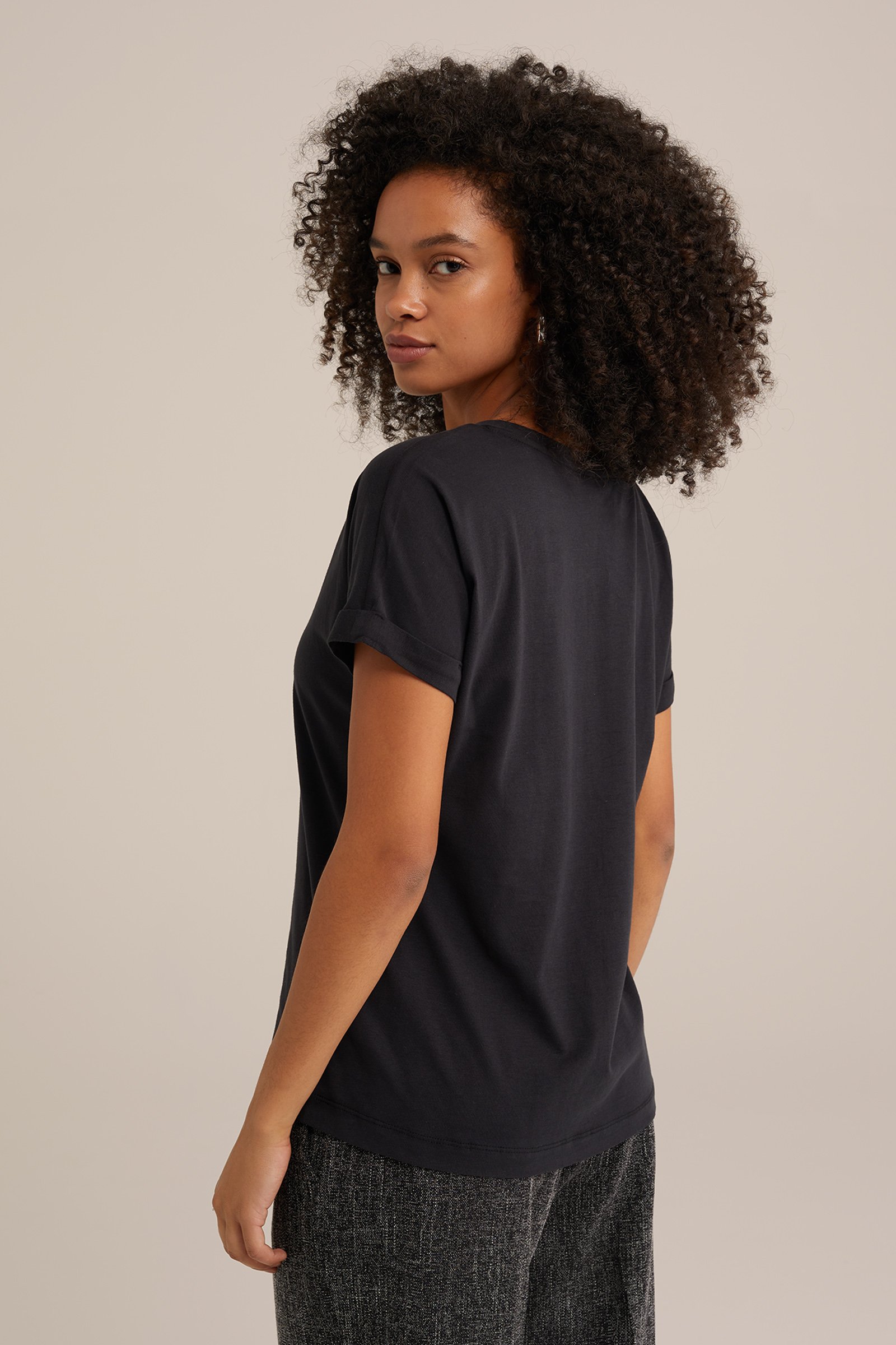 T-shirt met V-hals WE Fashion Zwart