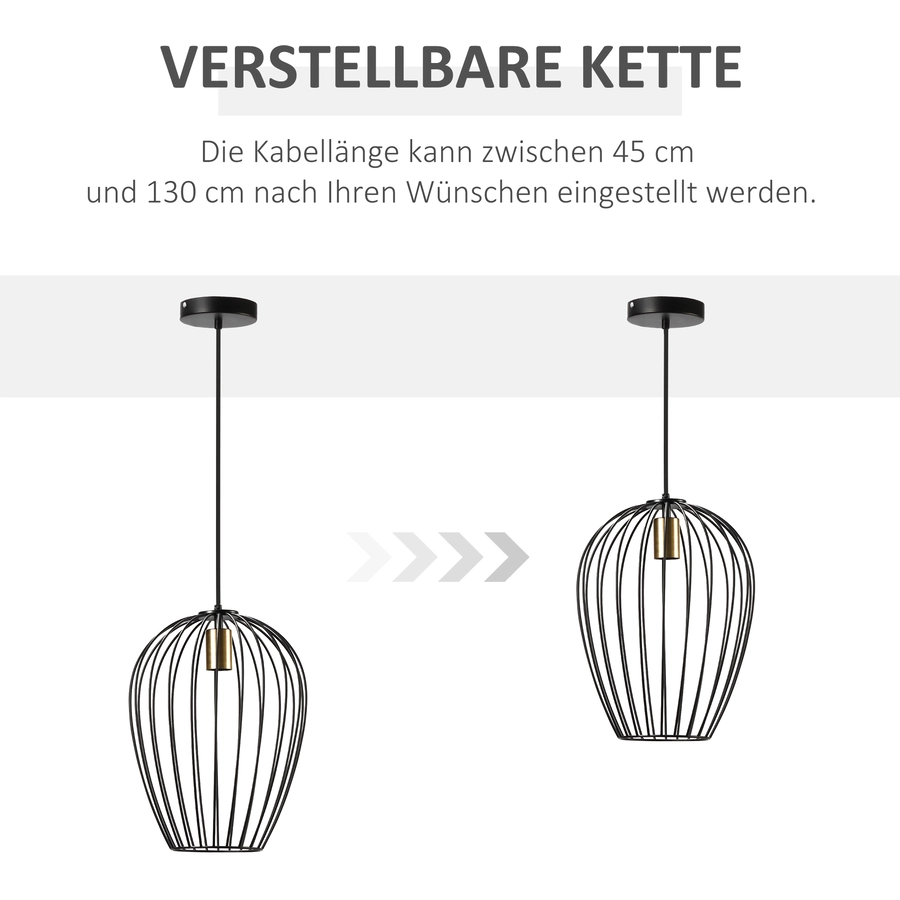 HOMCOM Hängelampe höhenverstellbar schwarz