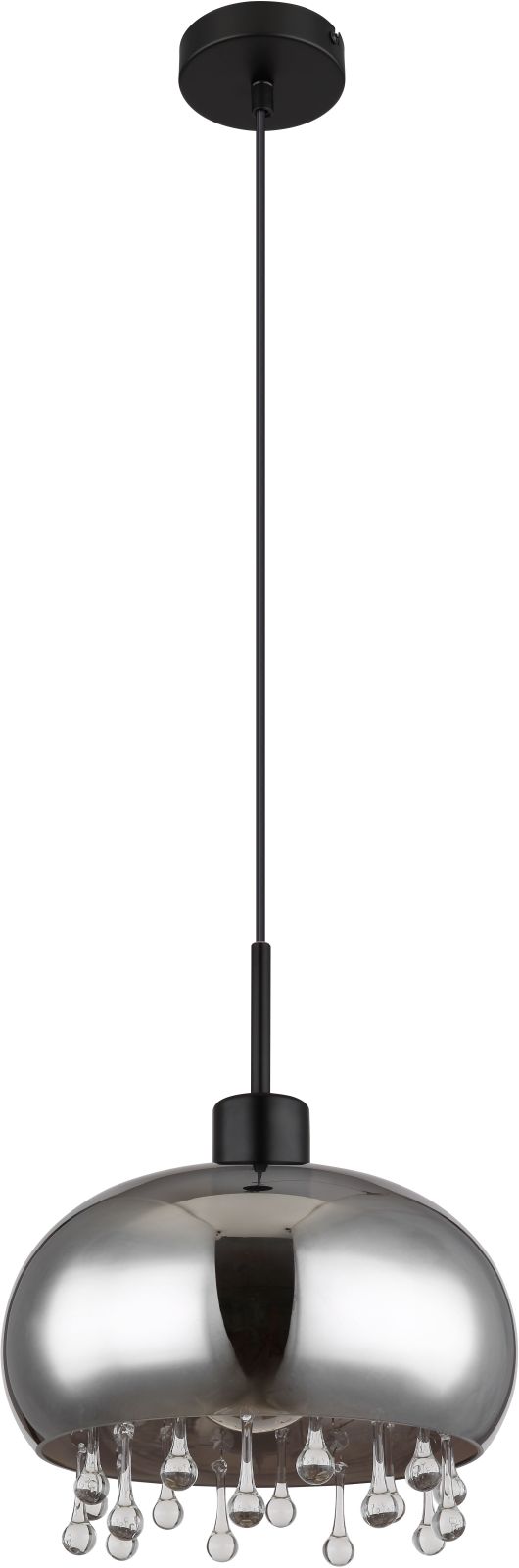 LED-Pendelleuchte - schwarz matt-rauchfarben - Glaskristalle - Ø 28 cm