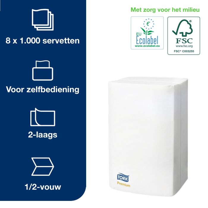 Tork 15850 8x1000st Xpres snap Extra Zachte Dispenser servet Wit N4 1/2-vouw 2-laags (15850)