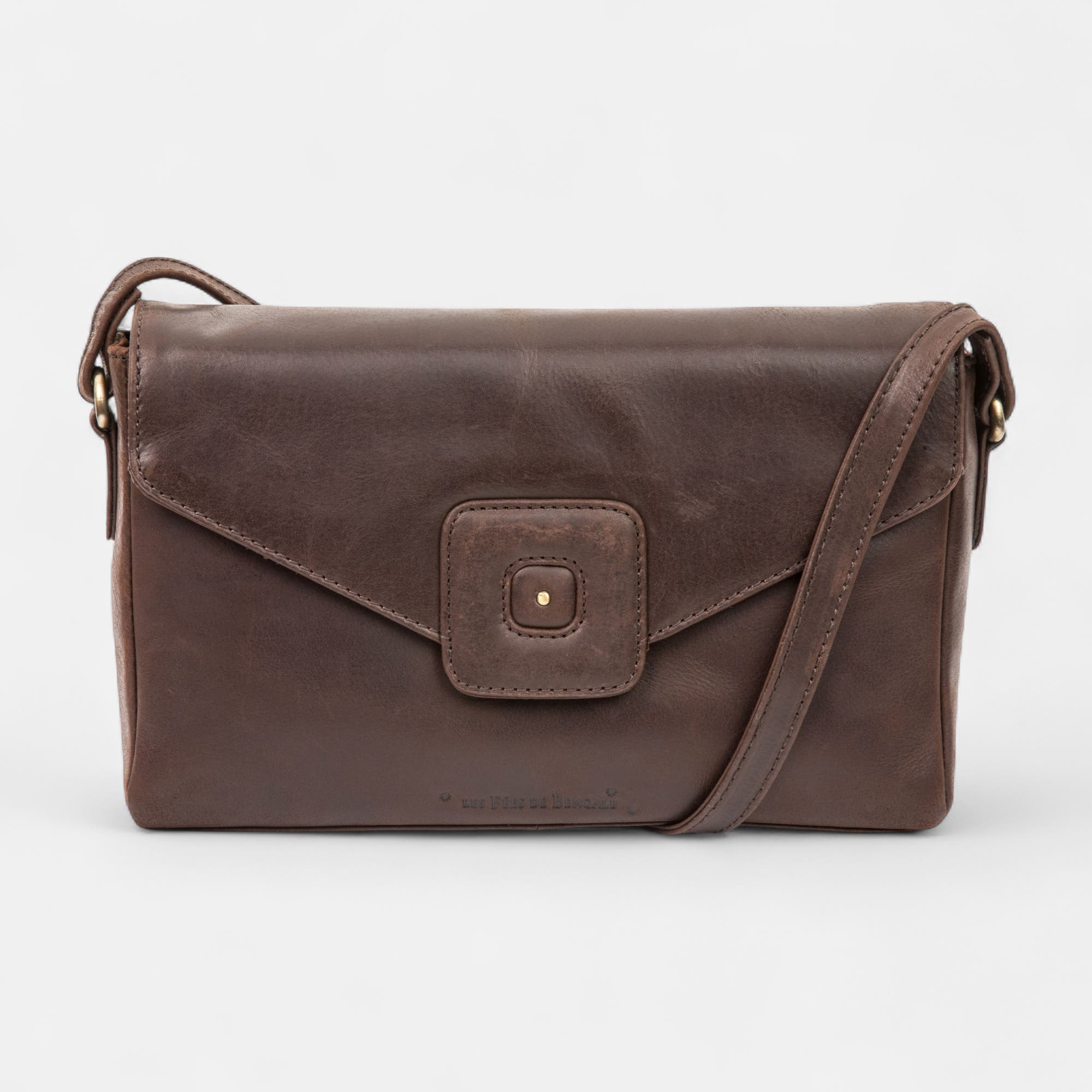 Sac bandoulière en cuir marron