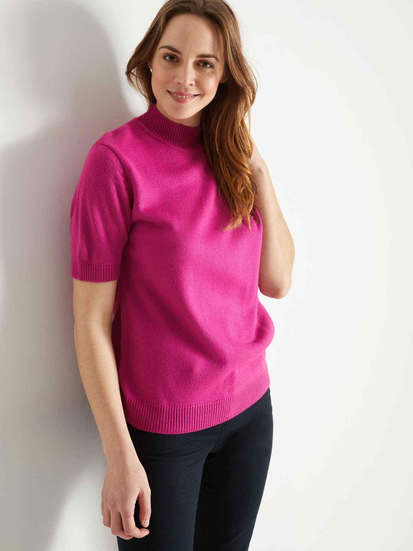 Pull col montant manches courtes