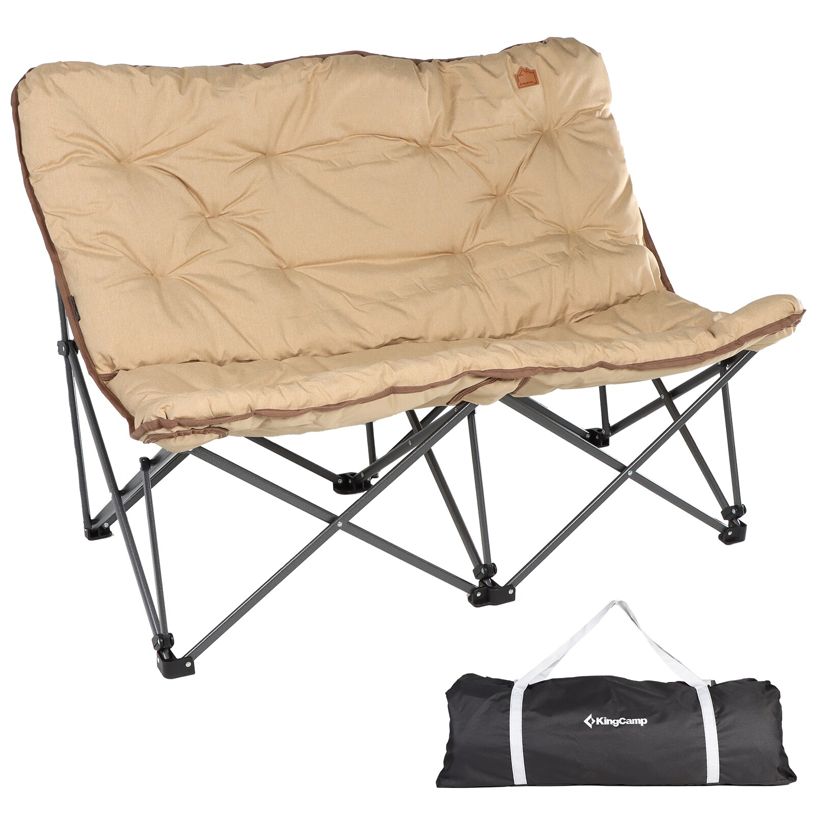 KINGCAMP Camping Sofa Lindon Relax Doppel Lounge Stuhl 2Personen Faltstuhl Couch Farbe: beige