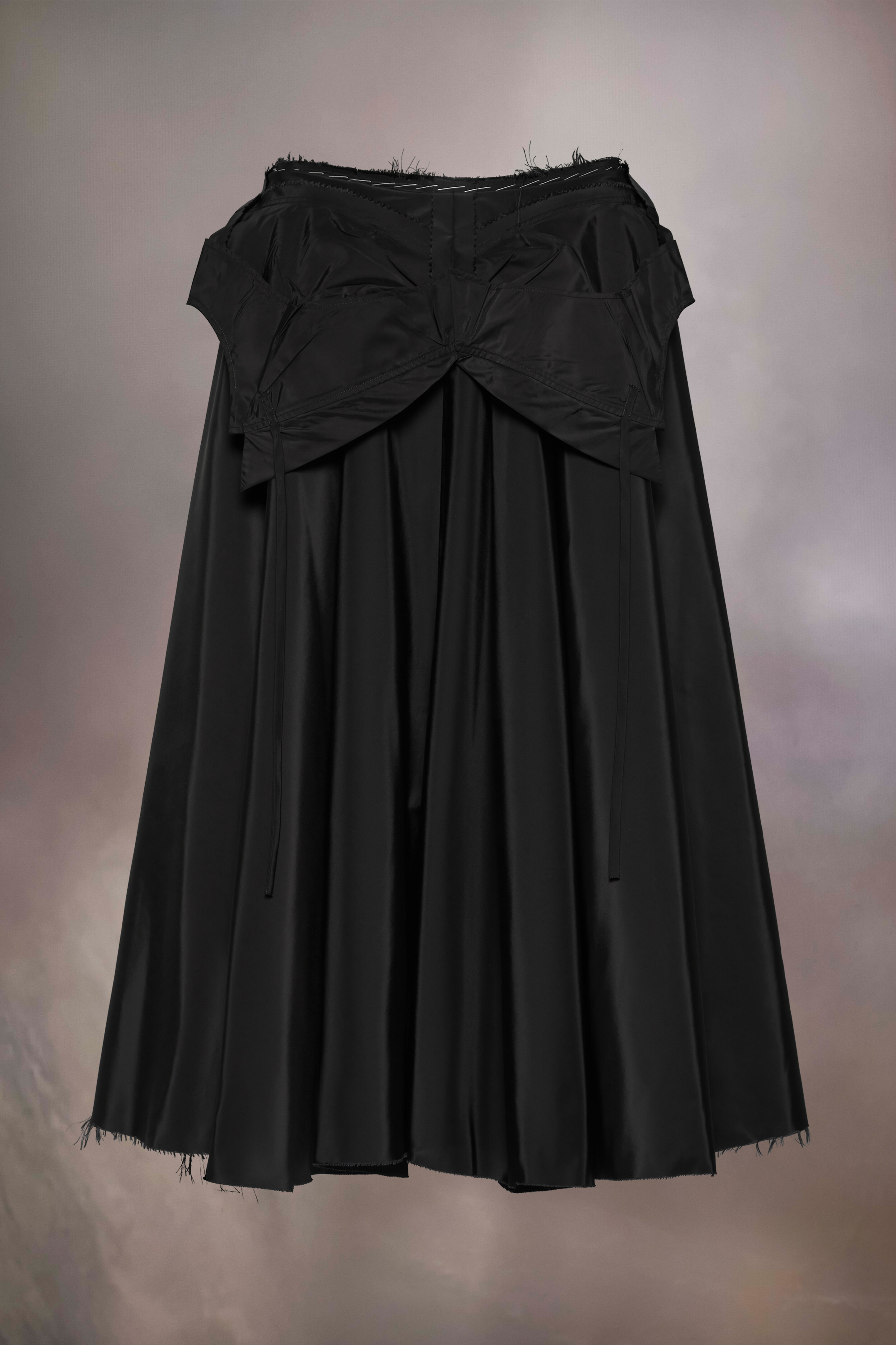 Jupe midi en taffetas Noir