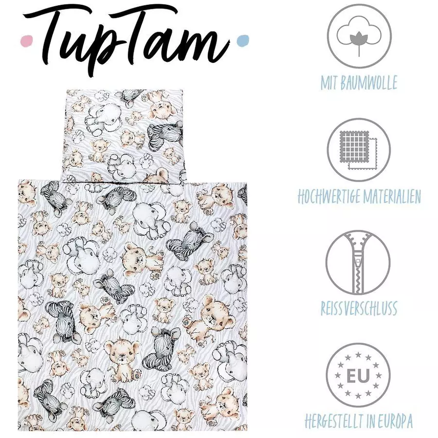 TupTam Unisex Baby Bettwäsche Wiegenset 4-teilig graubraun